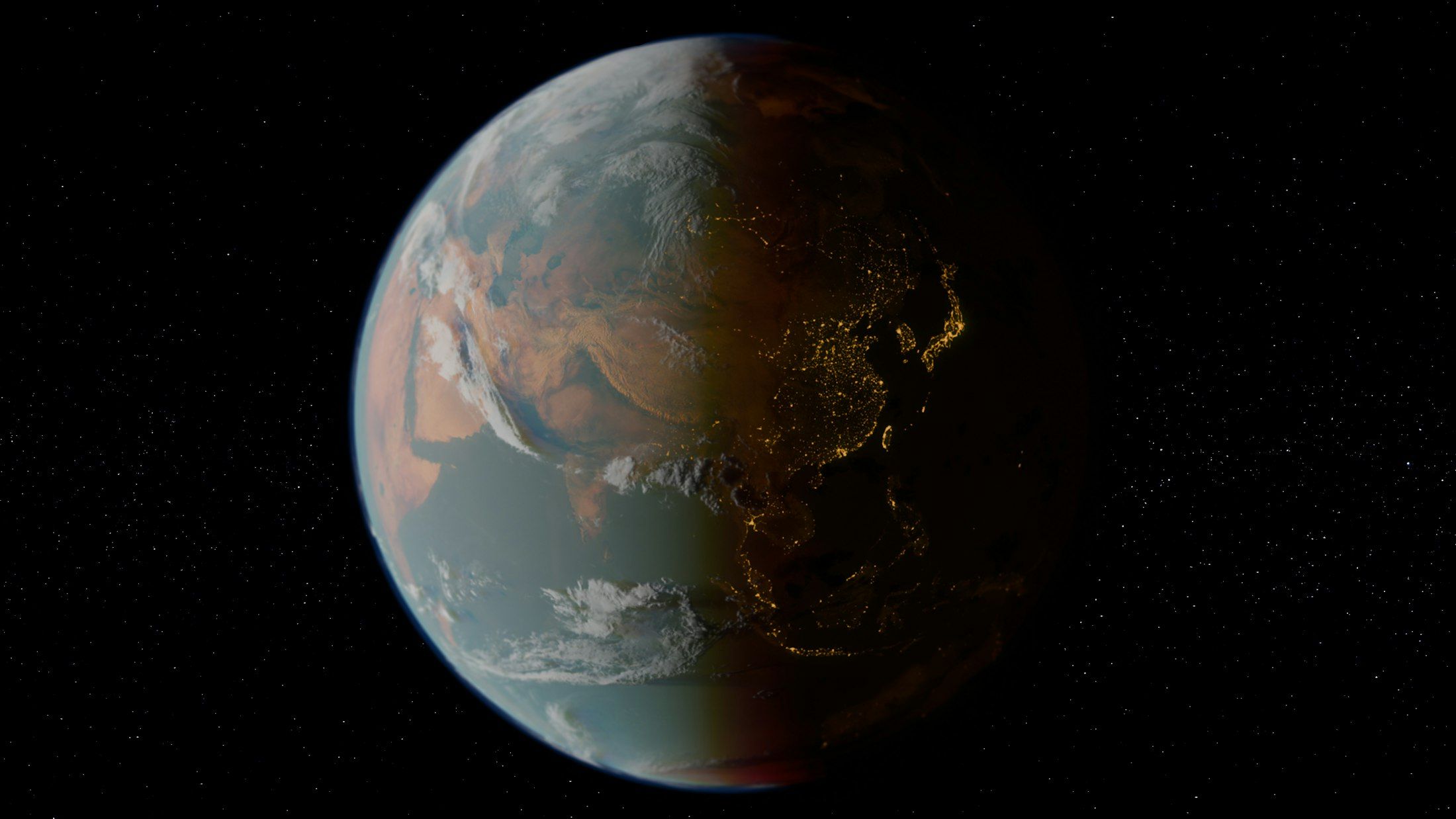 The Earth seen from space, showing day and night